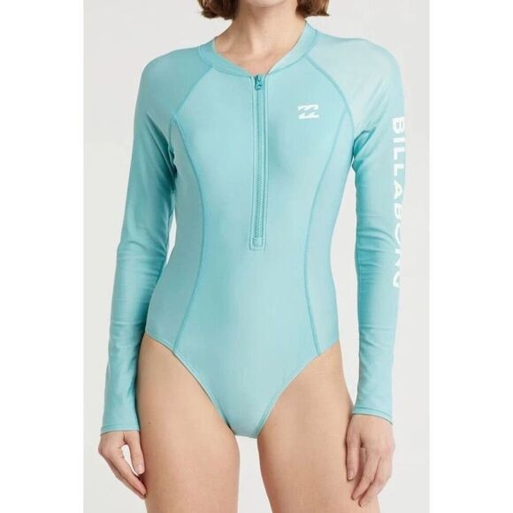 Billabong 2403002502 WMN Sz XL Dusty Teal Beach Babe L/S Rashguard Surfsuit - Picture 8 of 9